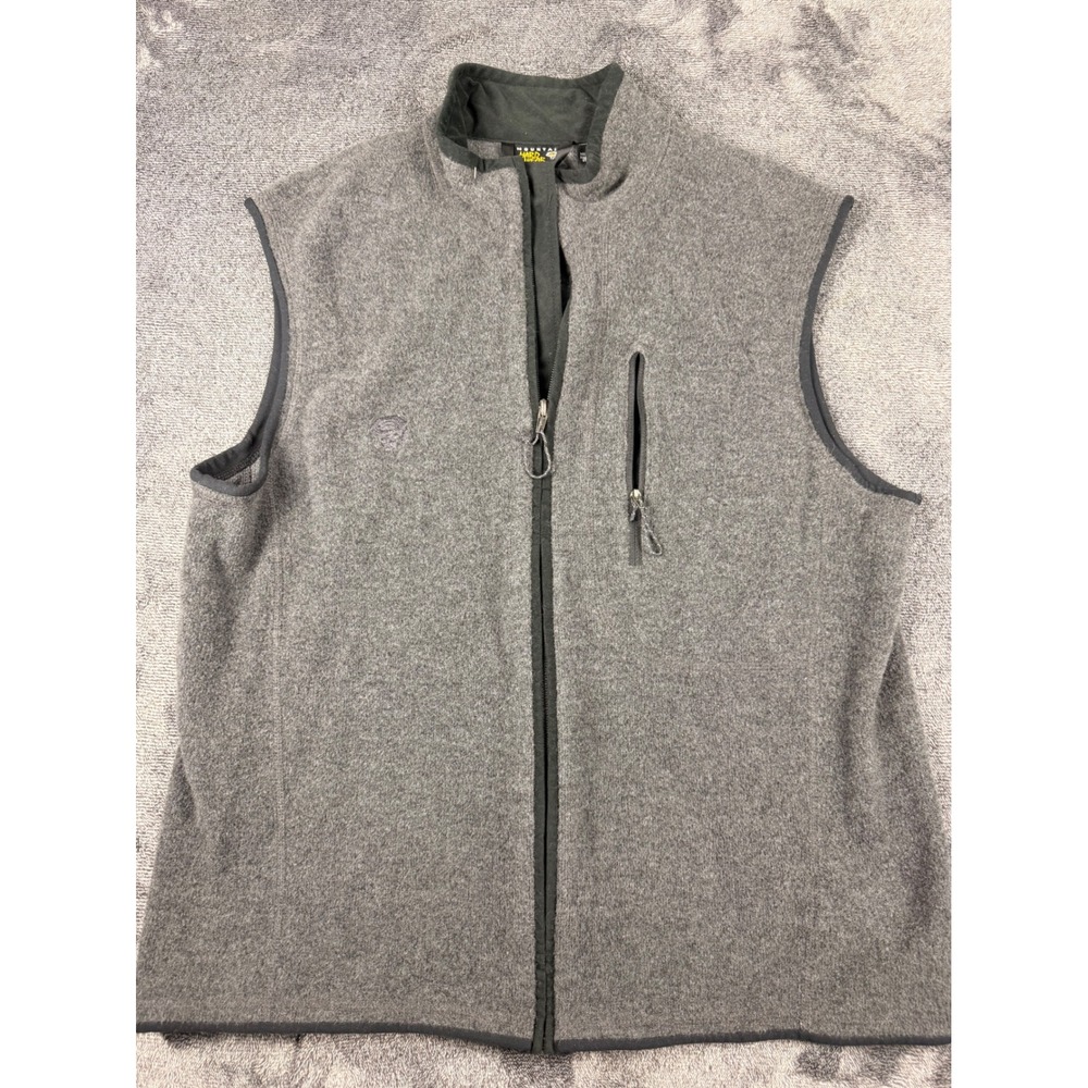 Mountain Hardwear Mens XL Wool Blend Full Zip Fleece Vest Gray OM2057 USA Made